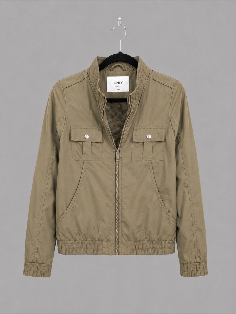 ONLY Olive Green Utility Jacket | Lightweight Military Cargo Zip-Up | Women’s